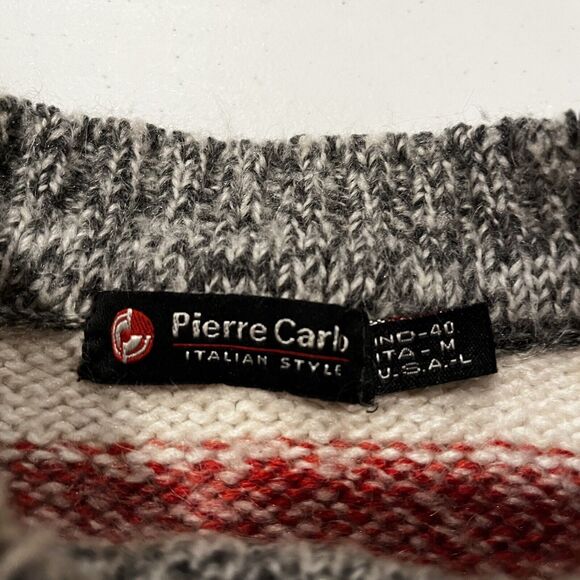 Pierre Carlo Italian Style Sweater Size M Wool Blend Knit Striped Red White Blue - Picture 8 of 9